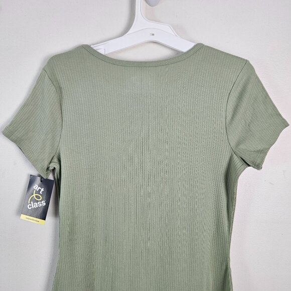 Art Class Girls Ribbed Sage Green Short Sleeve Dress Size Large School Casual - Picture 7 of 9